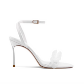 Ruffled Ankle Strap Mid Heel Sandals - 8cm