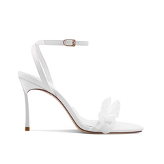 Ruffled Ankle Strap Mid Heel Sandals - 8cm