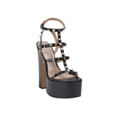 Studded Block Heel Platform Sandals