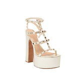 Studded Block Heel Platform Sandals