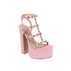 Studded Block Heel Platform Sandals