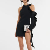 Ruffled Mini Evening Dress Gown