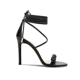 Braided Lace Up High Heel Sandals - 10cm