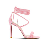 Braided Lace Up High Heel Sandals - 10cm