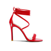Braided Lace Up High Heel Sandals - 10cm