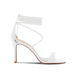 Braided Lace Up Mid Heel Sandals - 8cm