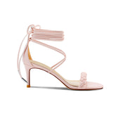 Braided Lace Up Mid Heel Sandals - 6cm