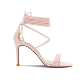 Braided Lace Up Mid Heel Sandals - 8cm