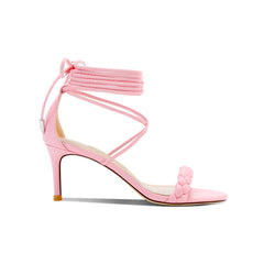 Braided Lace Up Mid Heel Sandals - 6cm