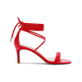 Braided Lace Up Mid Heel Sandals - 6cm