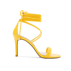 Braided Lace Up Mid Heel Sandals - 8cm