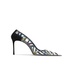 Diamante PVC Mid Heel Pumps - 6cm