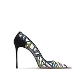 Diamante PVC Mid Heel Pumps - 8cm