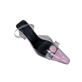 Bow PVC Transparent Heel Sandals - 6cm