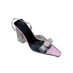 Bow PVC Transparent Heel Sandals - 9.5cm