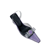 Bow PVC Transparent Heel Sandals - 6cm