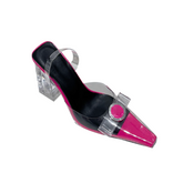 Bow PVC Transparent Heel Sandals - 9.5cm