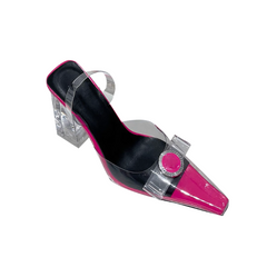 Bow PVC Transparent Heel Sandals - 6cm
