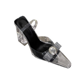 Bow PVC Transparent Heel Sandals - 9.5cm