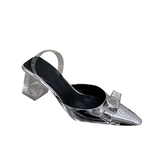 Bow Transparent Heel Sandals - 6cm