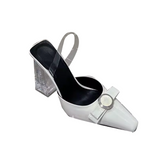 Bow Transparent Heel Sandals - 9.5cm