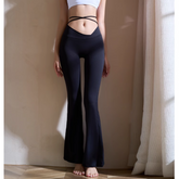 Yoga Pilates Lace Up Flared Fitted Stretch Legging