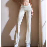 Yoga Pilates Lace Up Flared Fitted Stretch Legging