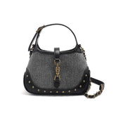 Metal Lock Studded Cross Body Bag