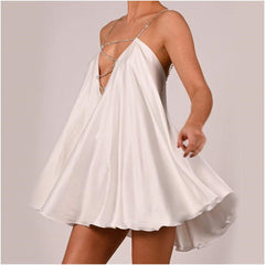 Diamante Deep V Mini Dress