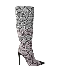 Printed Knee High Heel High Boots