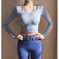 Yoga Pilates Double Layers Fitted Fitness Top