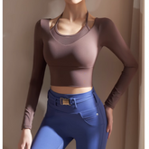 Yoga Pilates Double Layers Fitted Fitness Top