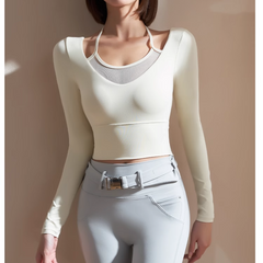 Yoga Pilates Double Layers Fitted Fitness Top