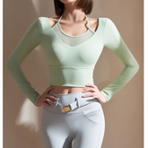 Yoga Pilates Double Layers Fitted Fitness Top