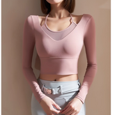 Yoga Pilates Double Layers Fitted Fitness Top