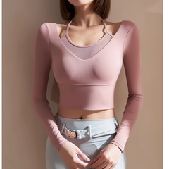 Yoga Pilates Double Layers Fitted Fitness Top