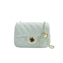 Metal Lock Quilted Cross Body Bag