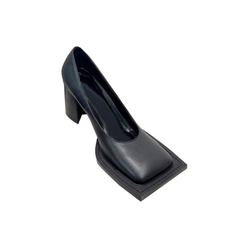 Leather Block Heel Pumps