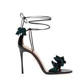 Butterfly Embellished Lace Up High Heel Sandals -