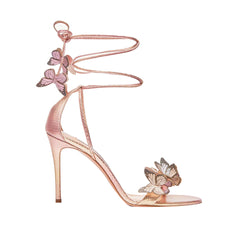 Butterfly Embellished Lace Up Mid Heel Sandals - 7