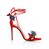 Butterfly Embellished Lace Up High Heel Sandals -