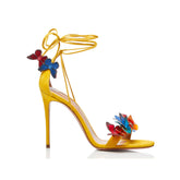 Butterfly Embellished Lace Up High Heel Sandals -