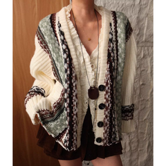Printed Oversized Knitwear Cardigan