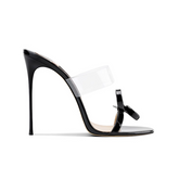 Bow PVC Mules Sandals - 10cm