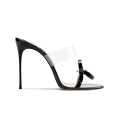 Bow PVC Mules Sandals - 8cm