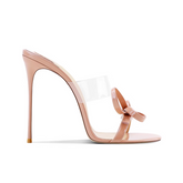 Bow PVC Mules Sandals - 10cm