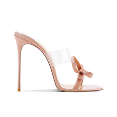 Bow PVC Mules Sandals - 10cm