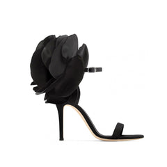 Flower Embellished Mid Heel Sandals - 7.5cm
