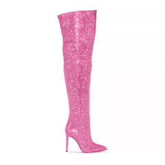 Diamante Stiletto Heel Over The Knee Boots - 11.5c