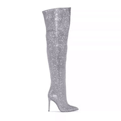 Diamante Stiletto Heel Over The Knee Boots - 11.5c